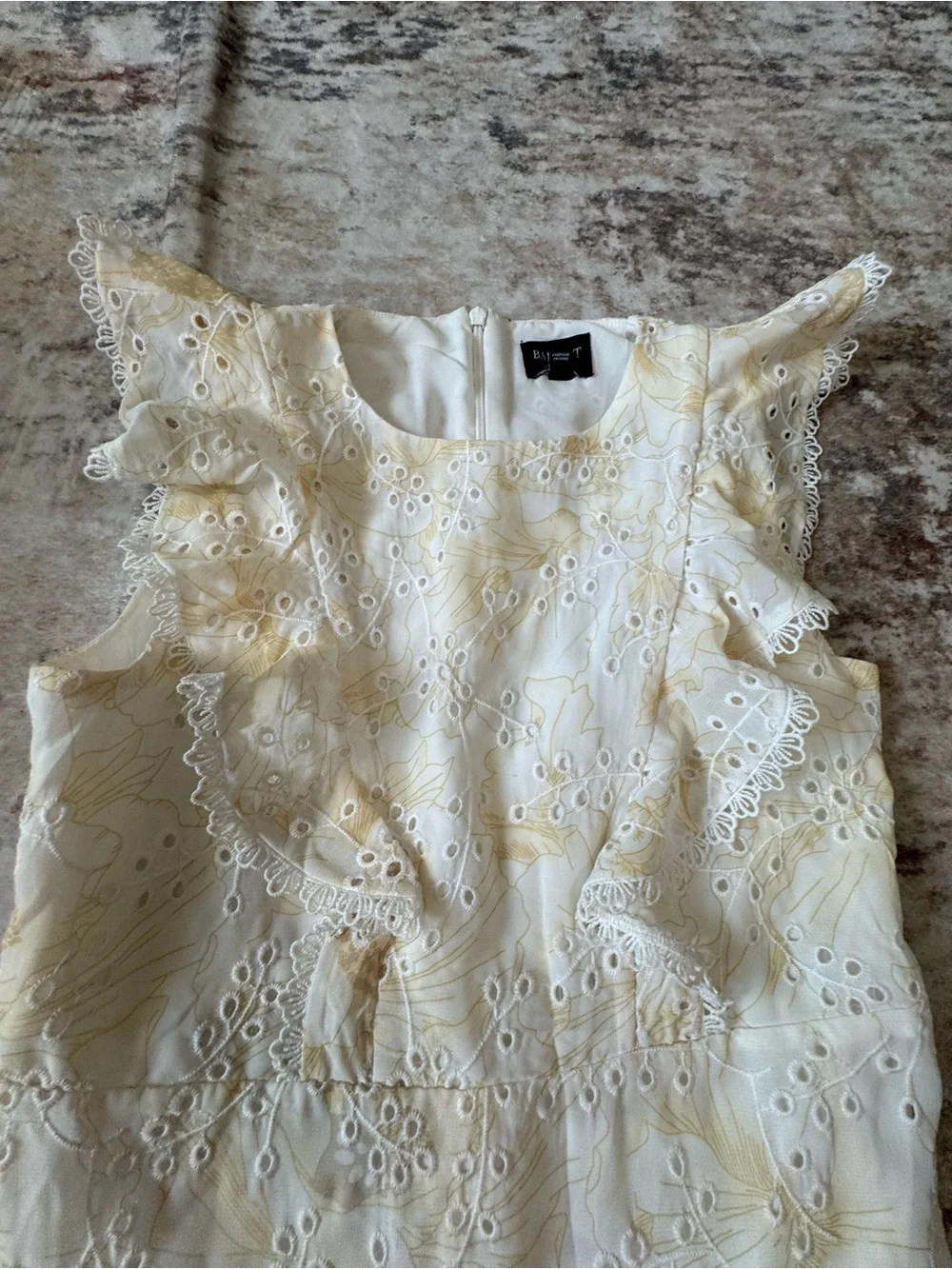 Bardot Junior Australian Designer Cream/Yellow Eyelet Lace Ruffle Dress Coquette